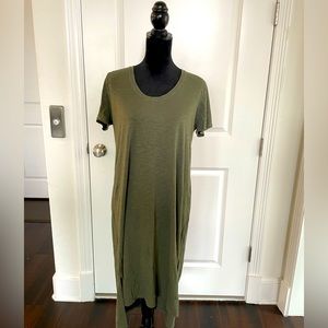 Light weight olive green cotton t-shirt dress